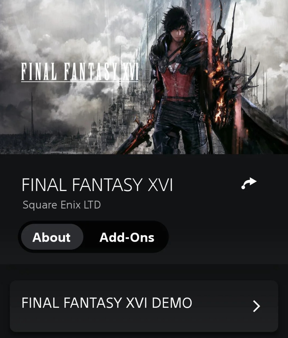 Демка Final Fantasy XVI засветилась в PlayStation Store
