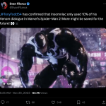 В Marvel’s Spider-Man 2 использовано лишь 10% записанного диалога Венома